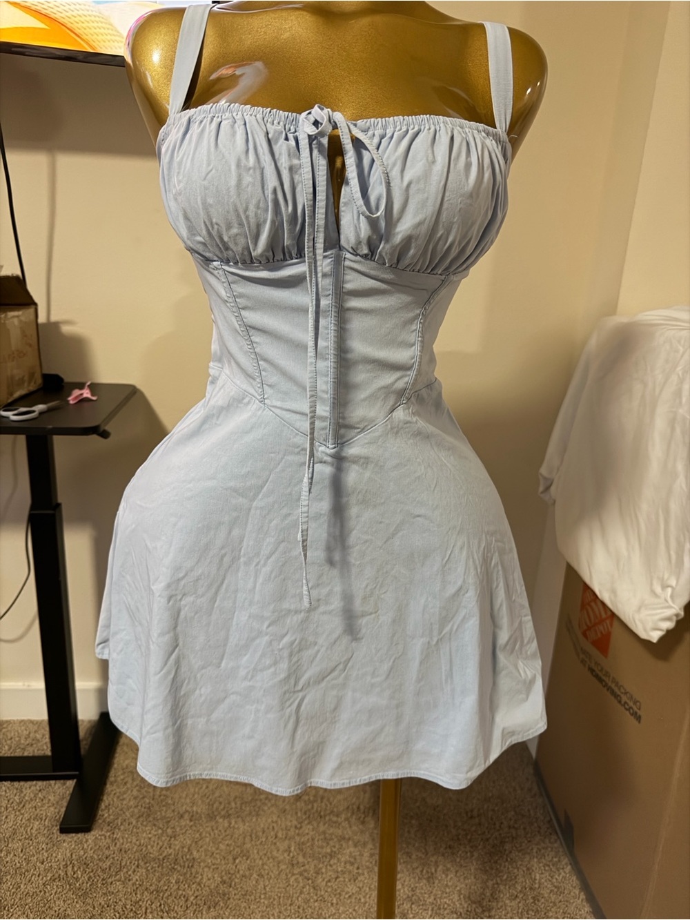 Light Blue Womens Corset-Style Sundress